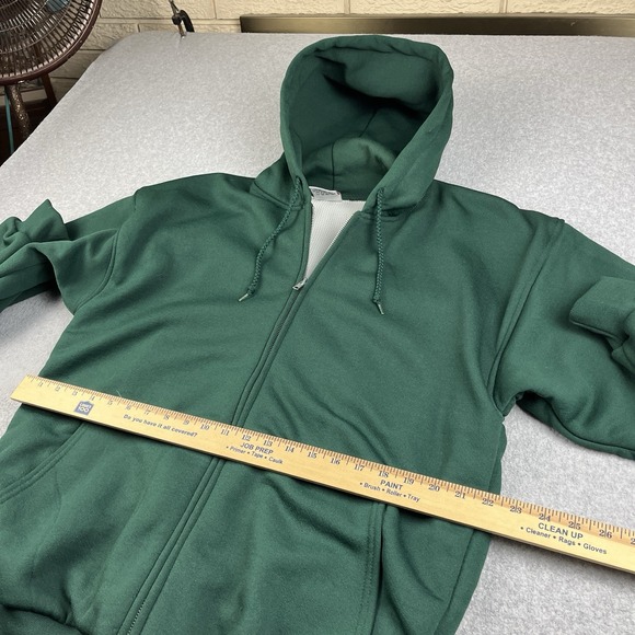 Vintage 90s Pluma Hoodie Mens XL Waffle Thermal Lined Full Zip Sweatshirt Green - Picture 5 of 8